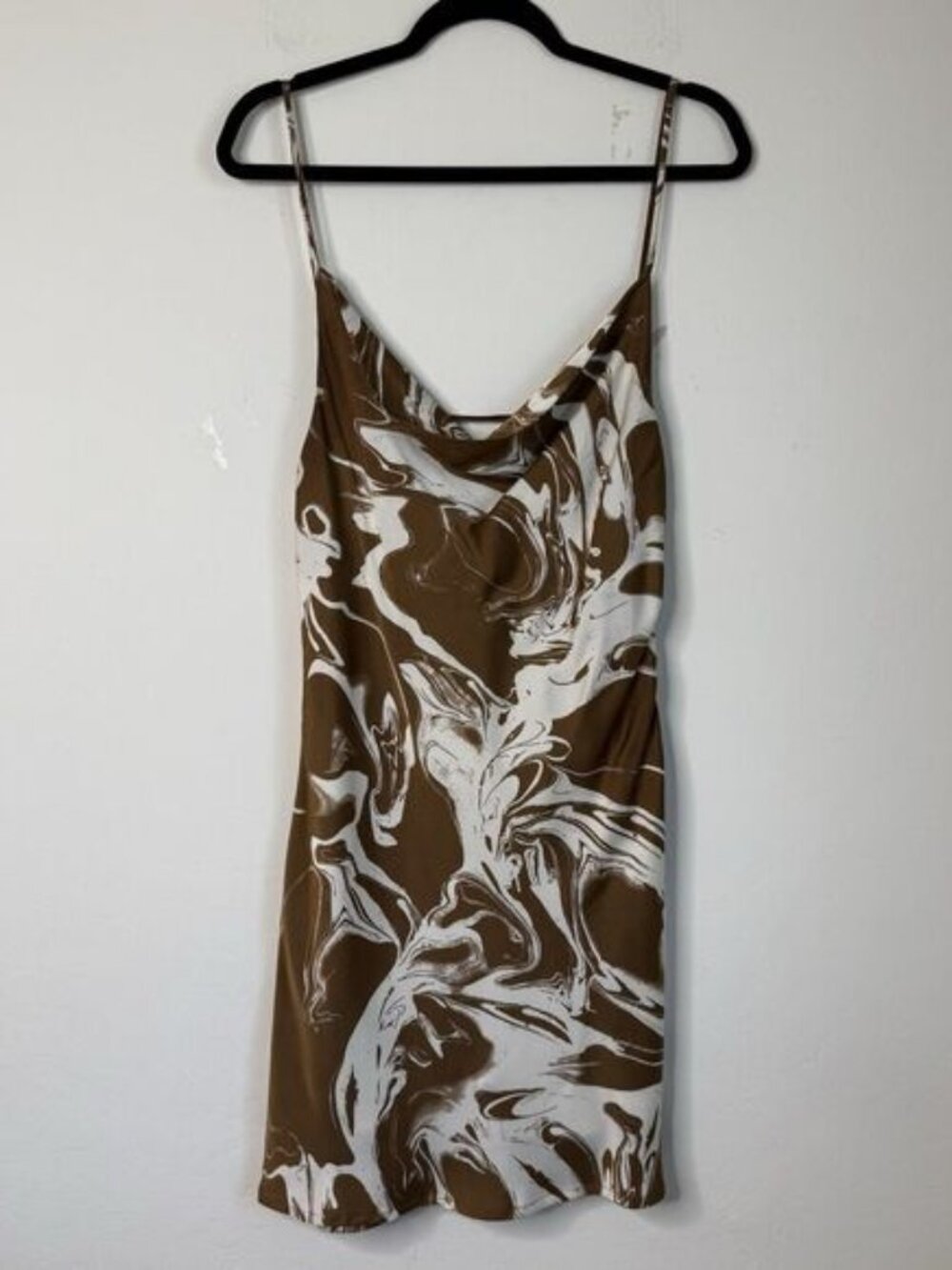 Pretty Garbage Size L Brown Cowl Satin Slip Dress Y2K Artsy Club Wear
